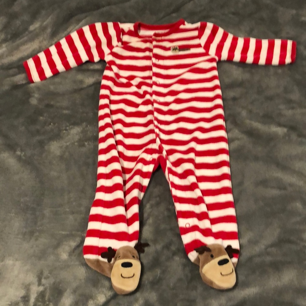 My 1st Christmas Pj Button up 1 piece footie